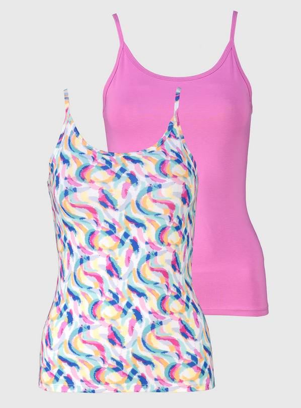 Bright Swirl & Pink Slim Fit Cami Vest 2 Pack - 8